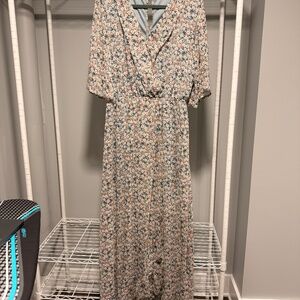 Floral print wrap maxi dress - sage
